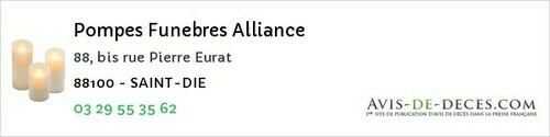Avis de décès - Épinal - Pompes Funebres Alliance