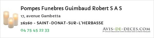 Avis de décès - Granges-les-Beaumont - Pompes Funebres Guimbaud Robert S A S