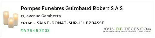 Avis de décès - Aleyrac - Pompes Funebres Guimbaud Robert S A S