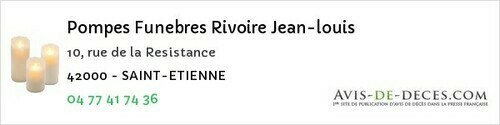 Avis de décès - La Versanne - Pompes Funebres Rivoire Jean-louis