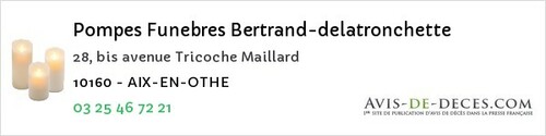 Avis de décès - Romilly-sur-Seine - Pompes Funebres Bertrand-delatronchette