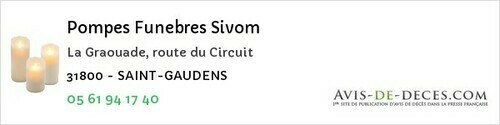 Avis de décès - Antichan-de-Frontignes - Pompes Funebres Sivom