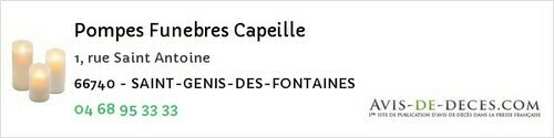 Avis de décès - Espira-de-L'agly - Pompes Funebres Capeille