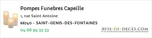 Avis de décès - Saint Genis Des Fontaines - Pompes Funebres Capeille