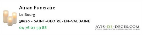 Avis de décès - Saint-Geoire-En-Valdaine - Ainan Funeraire