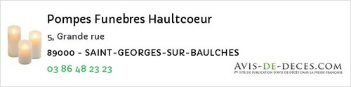 Avis de décès - Villebougis - Pompes Funebres Haultcoeur