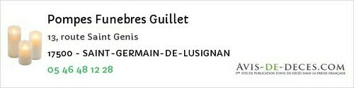 Avis de décès - Champagnac - Pompes Funebres Guillet