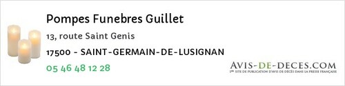 Avis de décès - Saint-Germain-De-Lusignan - Pompes Funebres Guillet