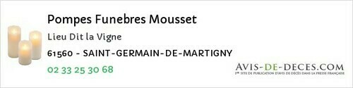 Avis de décès - Aube - Pompes Funebres Mousset
