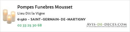 Avis de décès - Antoigny - Pompes Funebres Mousset