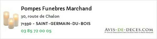 Avis de décès - Dampierre-en-Bresse - Pompes Funebres Marchand