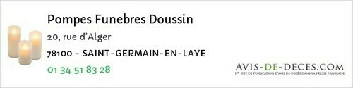 Avis de décès - Les Loges-En-Josas - Pompes Funebres Doussin