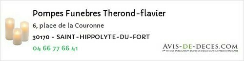 Avis de décès - Cabrières - Pompes Funebres Therond-flavier