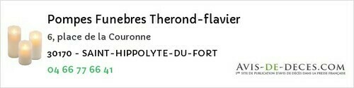 Avis de décès - Pujaut - Pompes Funebres Therond-flavier