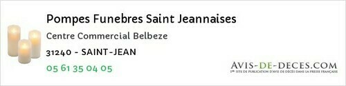 Avis de décès - Lacroix-Falgarde - Pompes Funebres Saint Jeannaises