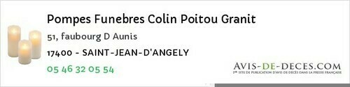 Avis de décès - Les Nouillers - Pompes Funebres Colin Poitou Granit