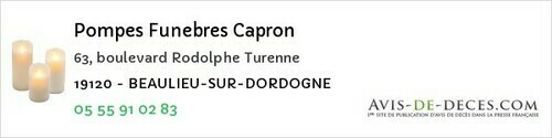 Avis de décès - Clergoux - Pompes Funebres Capron
