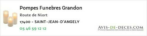 Avis de décès - Givrezac - Pompes Funebres Grandon