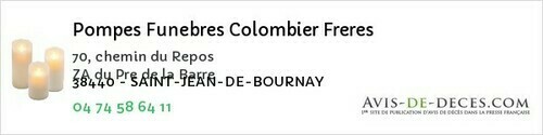 Avis de décès - Champier - Pompes Funebres Colombier Freres