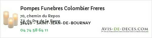 Avis de décès - Bilieu - Pompes Funebres Colombier Freres