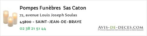 Avis de décès - Saint-Jean-De-Braye - Pompes Funèbres Sas Caton