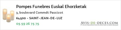 Avis de décès - Taron-Sadirac-Viellenave - Pompes Funebres Euskal Ehorzketak