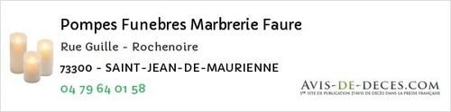 Avis de décès - Saint-Marcel - Pompes Funebres Marbrerie Faure