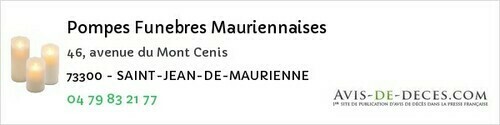 Avis de décès - Flumet - Pompes Funebres Mauriennaises