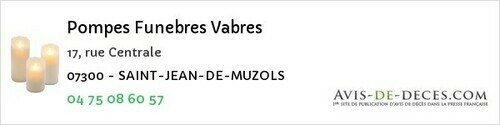 Avis de décès - Burzet - Pompes Funebres Vabres