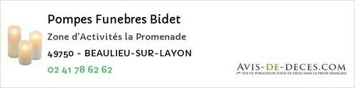 Avis de décès - Cossé-D'anjou - Pompes Funebres Bidet