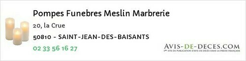 Avis de décès - Orval-sur-Sienne - Pompes Funebres Meslin Marbrerie