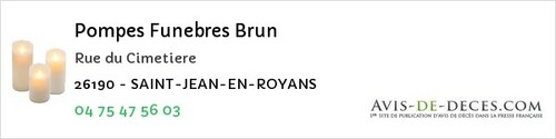Avis de décès - Saint-Jean-En-Royans - Pompes Funebres Brun