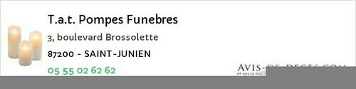 Avis de décès - Saint-Martin-De-Jussac - T.a.t. Pompes Funebres