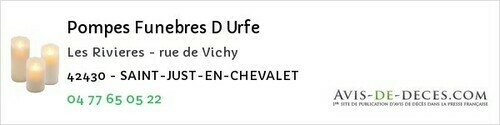 Avis de décès - Chevrières - Pompes Funebres D Urfe