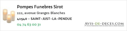 Avis de décès - Saint-Laurent-Rochefort - Pompes Funebres Sirot