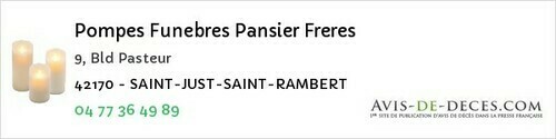 Avis de décès - Saint-Romain-La-Motte - Pompes Funebres Pansier Freres