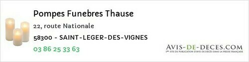 Avis de décès - Champvoux - Pompes Funebres Thause
