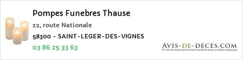 Avis de décès - Cercy-la-Tour - Pompes Funebres Thause