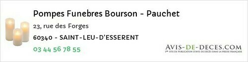 Avis de décès - Les Ageux - Pompes Funebres Bourson - Pauchet