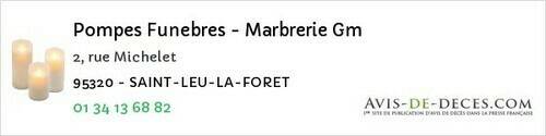 Avis de décès - Chars - Pompes Funebres - Marbrerie Gm