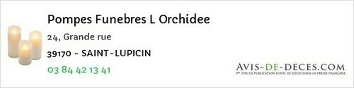 Avis de décès - Ravilloles - Pompes Funebres L Orchidee