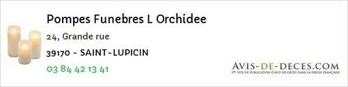 Avis de décès - Martigna - Pompes Funebres L Orchidee