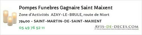 Avis de décès - Coulonges-Thouarsais - Pompes Funebres Gagnaire Saint Maixent