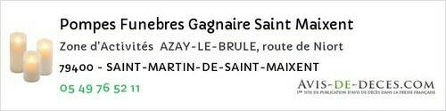 Avis de décès - Les Fosses - Pompes Funebres Gagnaire Saint Maixent