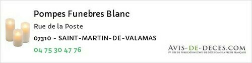 Avis de décès - Tournon-sur-Rhône - Pompes Funebres Blanc
