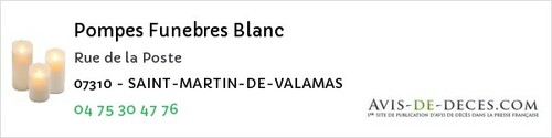 Avis de décès - Saint-Martin-De-Valamas - Pompes Funebres Blanc