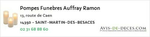 Avis de décès - Cuverville - Pompes Funebres Auffray Ramon