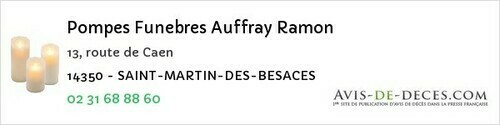 Avis de décès - Mondrainville - Pompes Funebres Auffray Ramon