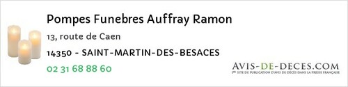 Avis de décès - Le Mesnil-Villement - Pompes Funebres Auffray Ramon