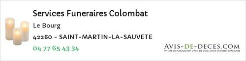 Avis de décès - Saint-Martin-La-Sauveté - Services Funeraires Colombat